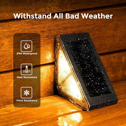 Solar Step Lights for Outside, 6 Pack Stair Lights Outdoor Waterproof with RGB & Warm White Mode, Auto ON/Off LED Step Lights Outdoor Solar Powered for Step Stair Patio Yard Porch Frontdoor
