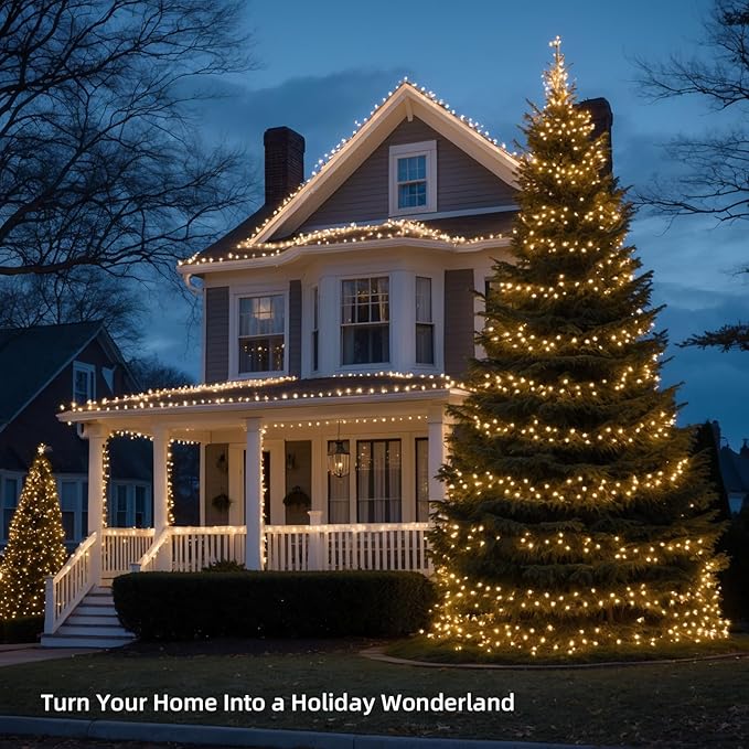 100 LED String Lights 33ft Warm White, Plug in Fairy Lights with 8 Lighting Modes, Indoor Outdoor Christmas Lights | Lumora