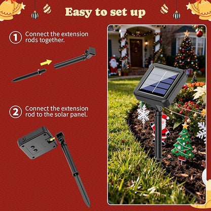 5 Packs Christmas Elf Solar Garden Light with 8 Light Modes, 15.75 Inches Tall Christmas Patio Outdoor Light, IP65 Waterproof, Auto ON/Off, Solar Xmas Light for Pathway, Courtyard