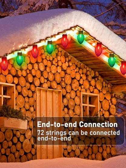Red and Green Jumbo Christmas Lights, 16FT Big Bulb Christmas Lights with 10 Count 5'' Diamond Red Green LED Bulbs for Xmas Roofline Patio Backyard Decorations