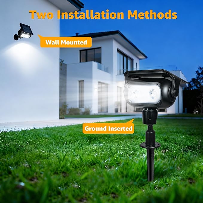 Ollny Solar Lights Outdoor Waterproof IP65, Super Bright LED 2 Lighting Modes 360° Rotation Solar Spot Lights | Lumora