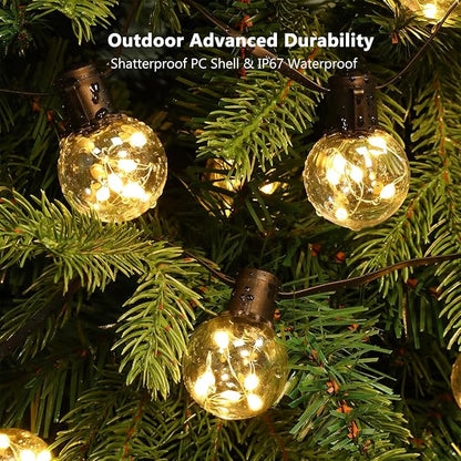 Outdoor String Lights, 25ft 20 LED Bulbs Hanging Patio Lights Dimmable with Timer & Remote, Globe Bulb Shatterproof & Waterproof for Outdoor Indoor Backyard Balcony Decor - Warm White & Multi