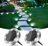 Peasur Solar Ground Lights Outdoor, 2 Pack Flat Solar Powered Disc Lights, IP68 Waterproof, Anti-Rust, Landscape | Lumora