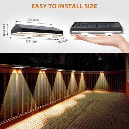 Solar Fence Lights ,RGB & Warm White & 6 Colors Bright Lens LED Dusk to Dawn Deck Light, Fence Solar Lights Outdoor Waterproof, Solar Outdoor Lights for Backyard/Railing/Wall/Step/Patio/Pool (16Pack)
