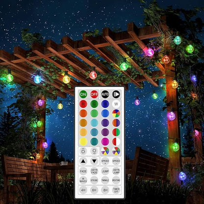 LED Outdoor String Lights, 30FT Connectable G40 Patio Light Outdoor Waterproof with 30 LED Bulbs, RGB Color Changing Cafe Decorative Lights with Remote for Outside Camping Gazebo Party Balcony Decor