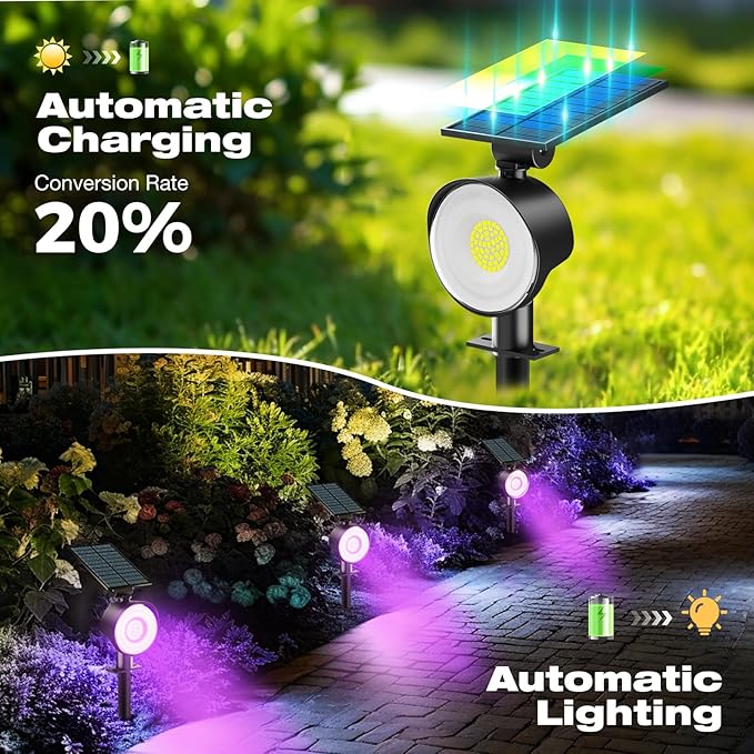 nipify 2 Pack Solar Spot Lights Outdoor Waterproof, Solar Spotlight Light for Outside Yard Landscape Lighting | Lumora