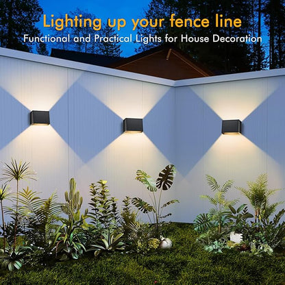 CORESLUX Solar Fence Lights Outdoor, Up and Down Outdoor Wall Lights, IP65 Waterproof Solar Fence Lights, Warm Outdoor Solar Lights for Backyard/Railing/Wall/Step/Patio, 6PCS