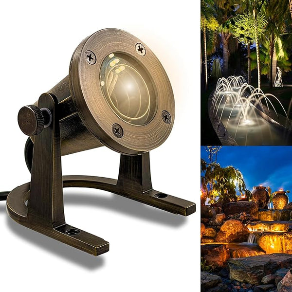Underwater Light 172 - Solid Brass Underwater Pond Lights LED Submersible Waterfall Pool Pond Fountain Lighting | Lumora