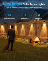 VOLISUN Solar Fence Lights, 16 Pack Solar Powered Fence Lights Outdoor with Warm White LED Spot Lens, IP65 | Lumora