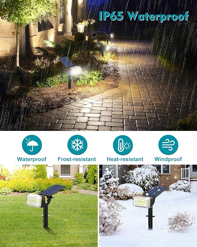102 LEDs Solar Spot Lights Outdoor, [ 4 Modes/8 Pack] Solar Spotlights Waterproof IP65, Adjustable Light & Panel | Lumora