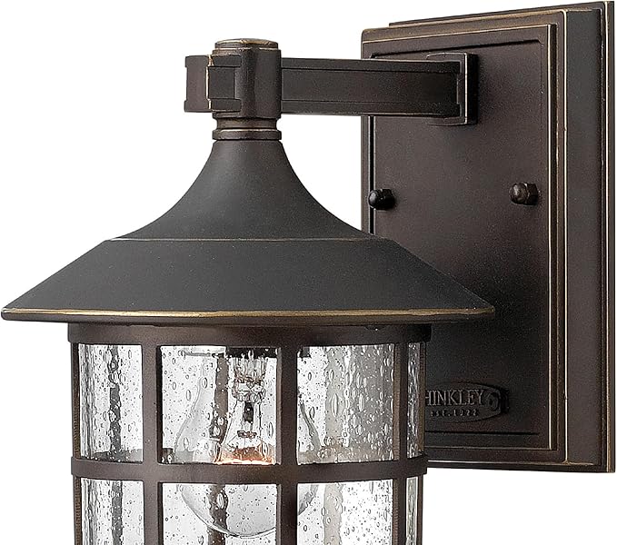Hinkley Freeport 1800OZ Small Outdoor Wall Mount Lantern - New England Design, Cast Aluminum, Clear Seedy Glass - Oil Rubbed Bronze