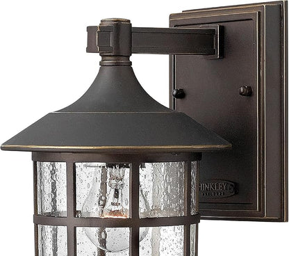 Hinkley Freeport 1800OZ Small Outdoor Wall Mount Lantern - New England Design, Cast Aluminum, Clear Seedy Glass - Oil Rubbed Bronze