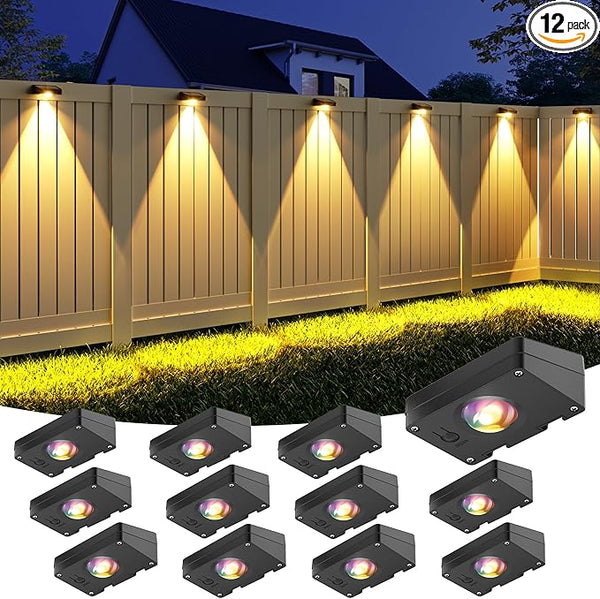 VOLISUN Solar Fence Lights, Fence Lights Solar Powered, IP65 Waterproof LED, RGB Color - Outdoor Path Light | Lumora