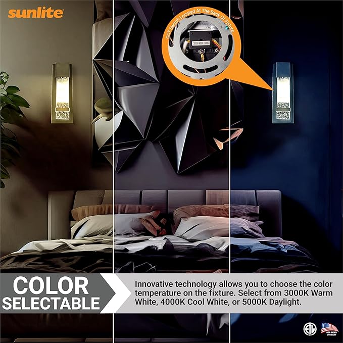 Sunlite LED Outdoor Raindrop Wall Sconce Light Fixture, 12 Watts (60W=), 600 Lumens, Color Selectable 30K/40K/50K, Dimmable, 120 Volts, ETL Listed, Black, for Patios, Garage & Entryway Use