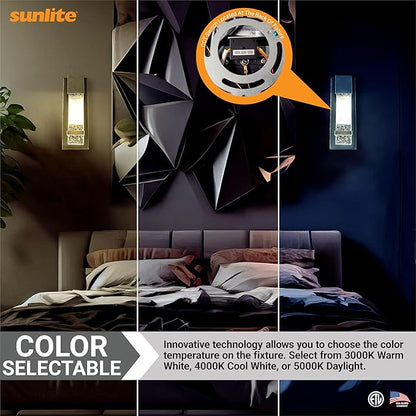 Sunlite LED Outdoor Raindrop Wall Sconce Light Fixture, 12 Watts (60W=), 600 Lumens, Color Selectable 30K/40K/50K, Dimmable, 120 Volts, ETL Listed, Black, for Patios, Garage & Entryway Use