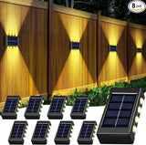 8 Pack Solar Wall Lights for Outside 3000K Warm Solar Fence Lights Up and Down Autumn LED Outdoor Decorative | Lumora