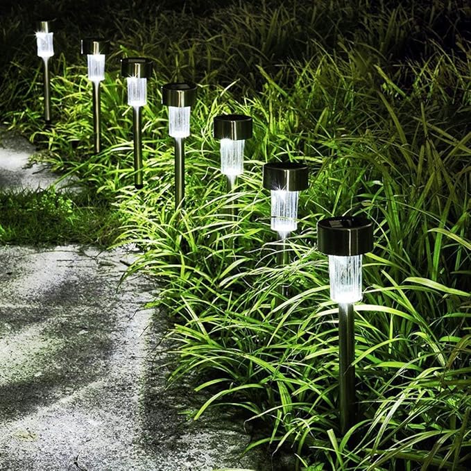 10pcs Waterproof Solar LED Landscape Path Lights Ground Stake, White Light Outdoor Garden Lawn Road Lighting for | Lumora