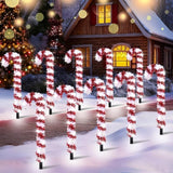10 Pack Christmas Candy Cane Lights, 15 inch Tinsel Christmas Candy Cane Pathway Lights with 8 Modes & Timer for | Lumora