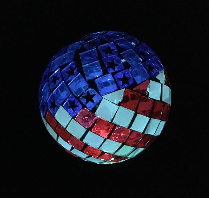 Solar USA Flag Ball LED Lights, Solar Mosaic Americana Globe Garden Stake Outdoor Yard Decor Landscape Color Changing LED Lamp Lights, Great Gift