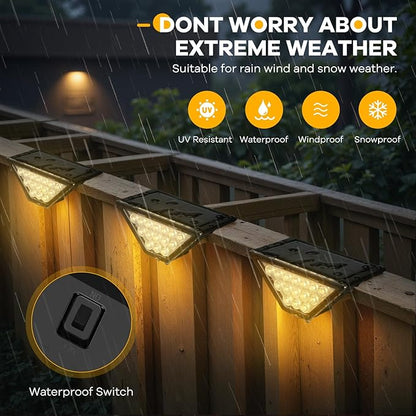 Solar Step Lights for Outside, Solar Stair Lights Outdoor Waterproof, Deck Step Lights for Fence, Patio, Yard, Porch, Front Door, Sidewalk, Garden, Patio Decor (6, Warm White)