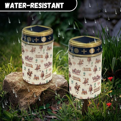 Solar Lights Outdoor Garden Lights Waterproof Solar Pathway Lights Landscape Decorative Lighting for Yard Patio Home Western Cowboy Horse Solar Lantern Wall Lights Auto On/Off