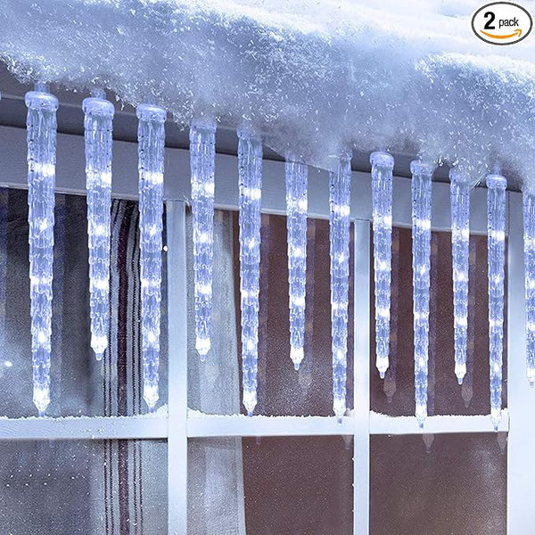 Toodour Christmas Icicle Lights Outdoor, 20 Tubes 90 LED Icicle Light with 8 Modes, Indoor Outdoor Crystal String | Lumora