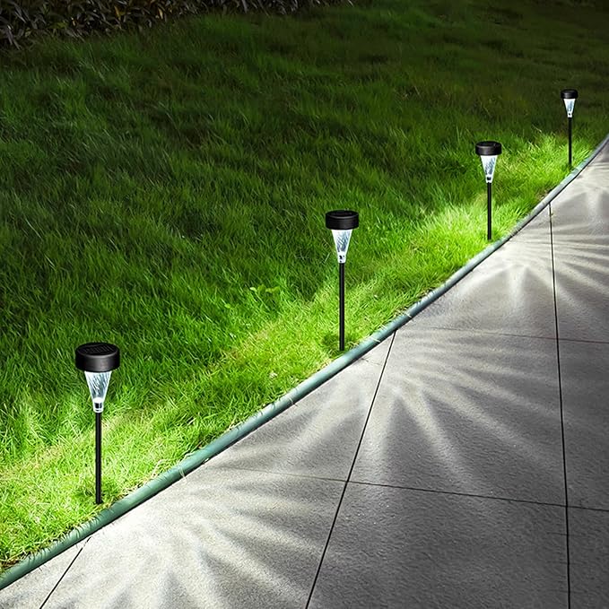 Lxcom Lighting Solar Pathway Lights Outdoor Solar Garden Lights Outdoor Solar Lawn Lights Solar Path Lights Waterproof for Lawn Garden Yard Patio Walkway, 4 Pack(White)