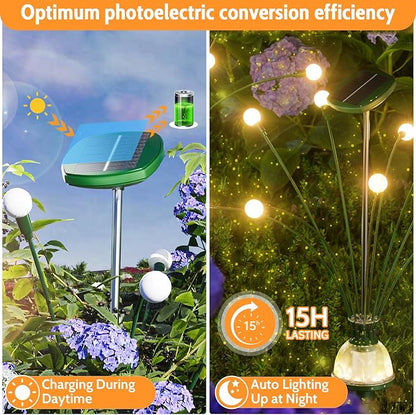 Super Bright Solar Garden Lights Outdoor, 2 Pack Solar Firefly Fairy Swaying Light Waterproof, Yard Lights for Patio/Pathway/Lawn, Gifts for Women, Outside Decoration, Warm White