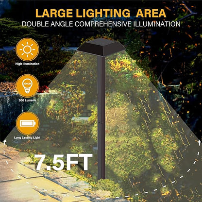 Bobcat Solar Landscape Pathway Lights Super Bright with 2-in-1 Warm White and Daylight Modes, Solar Lights Outdoor Waterproof for Outdoor Path, Sidewalk, Driveway, Yard or Walk Way (4 Pack)