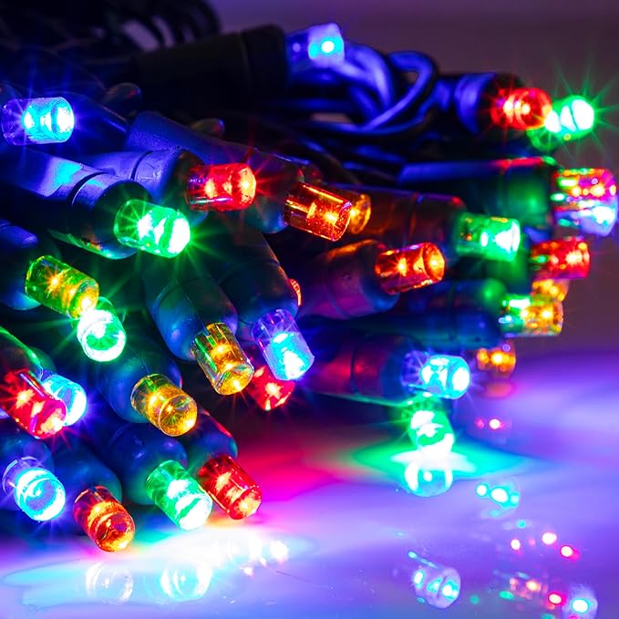 Pro Christmas LED Christmas Lights – 100 Count Wide Angle Conical String Lights – Professional Grade Indoor/Outdoor Commercial Holiday Light Set for Trees, Bushes, & Décor – Multi