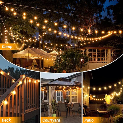 LAMPHOME 51FT Outdoor String Lights Waterproof, 2700K Bright LED Patio Lights with 25+2Spare ST38 Shatterproof Vintage Bulbs, Retro Connectable Edison for Outside, Garden, Balcony, Porch