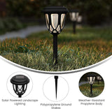 EMMA + OLIVER Carney Set of 8 Black Flared Solar LED Lights, Decorative Solar Powered Landscape Lighting for | Lumora