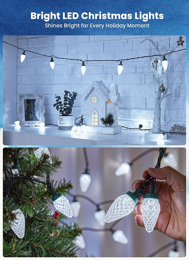 C9 LED Christmas Lights Outdoor, 81 Feet 100 LED String Light with Timer & 8 Lighting Mode, Waterproof Commercial | Lumora