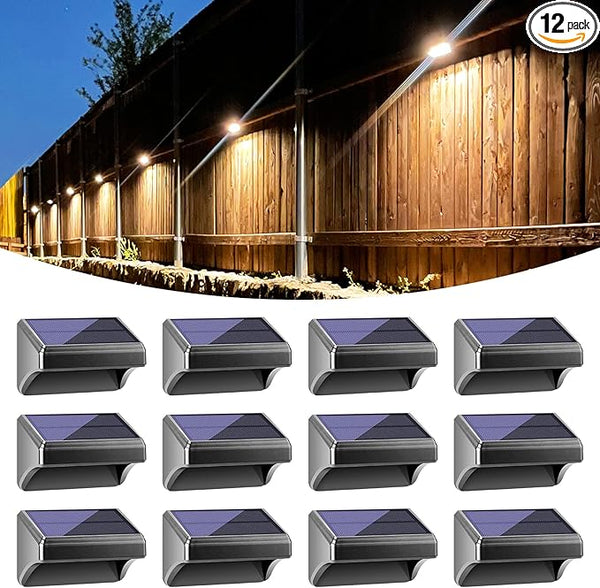 Bridika Solar Fence Lights Warm White & White, Solar Outdoor Wall Lights, Fence Solar Lights Outdoor Waterproof for | Lumora