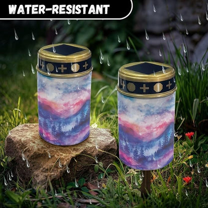 Foggy Forest Waterproof Garden Solar Light Outdoor Solar Yard Light Landscape Path Light LED Solar Lights Outdoor for Lawn Memorial Cemetery Solar Light for Grave Decor