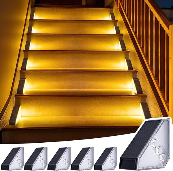 JSOT Solar Step Stair Lights Outdoor Yard Decor 6 Pack, IP65 Waterproof Deck Lighting for Outside Solar Powered | Lumora
