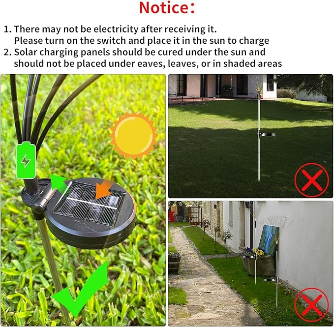 JJGoo Solar Firework Lights, 4 Pack 120 LEDs 2 Lighting Modes Solar Garden Lights Outdoor Waterproof for Yard Patio | Lumora