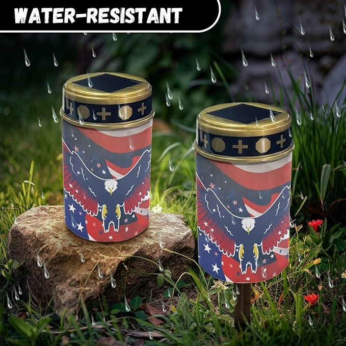 Solar Lights Outdoor,Eagle American Flag Waterproof Solar Pathway Lights, Auto On/Off Solar Garden Lights for Your | Lumora