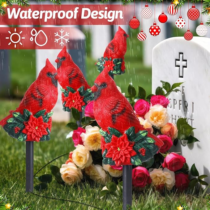 VIHOSE Cardinal Solar Stake Lights Red Bird Figurine Solar Stake Light Decorative Outside Garden Decor Christmas Landscape Lights Cardinal Gifts for Mother Lawn Yard Decor Women(Vivid)