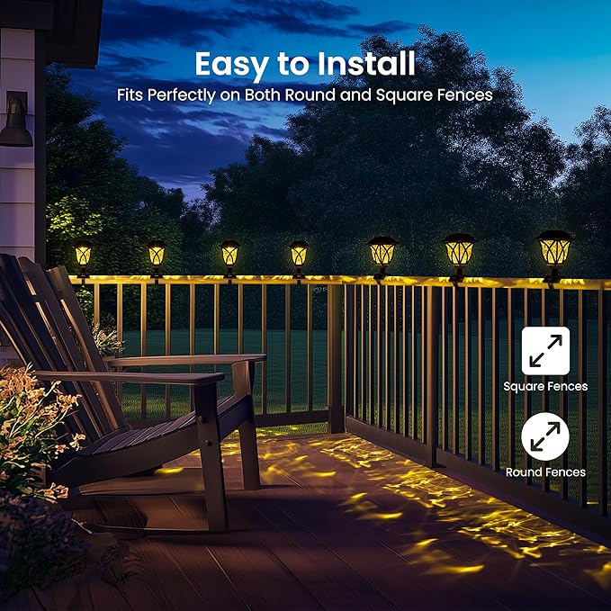 Solar Fence Lights Outdoor Waterproof, Led Solar Lights Outdoor for Chain Link Fence, Step, Stairs, Trampoline, Yard and Pathway, Warm White 6 Pack