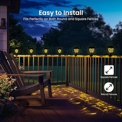 Solar Fence Lights Outdoor Waterproof, Led Solar Lights Outdoor for Chain Link Fence, Step, Stairs, Trampoline, Yard and Pathway, Warm White 6 Pack