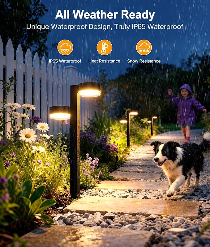 Solar Pathway Lights Outdoor Waterproof, 2 Pack with 4 Head Solar Lights Outdoor Super Bright Up to 12Hrs, Auto | Lumora