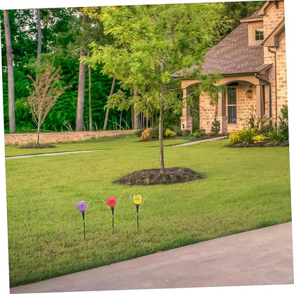 3pcs Outdoor Solar Pathway Lights Tulip Led Garden Landscape for Driveway Patio Auto Off Random Color