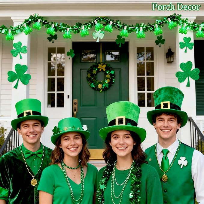 20Ft St Patrick's Day Lights Outdoor, Shamrock String Lights Plug in with 22 Shattproof LED Bulbs for Indoor and Outdoor Home Bar Garden Saint Patrick's Day Decor