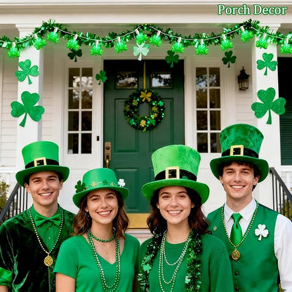 20Ft St Patrick's Day Lights Outdoor, Shamrock String Lights Plug in with 22 Shattproof LED Bulbs for Indoor and Outdoor Home Bar Garden Saint Patrick's Day Decor