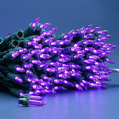 200 Count Purple LED Christmas Lights, 66 ft Green Wire UL Certified Commercial Grade Holiday String Light Set (Purple)