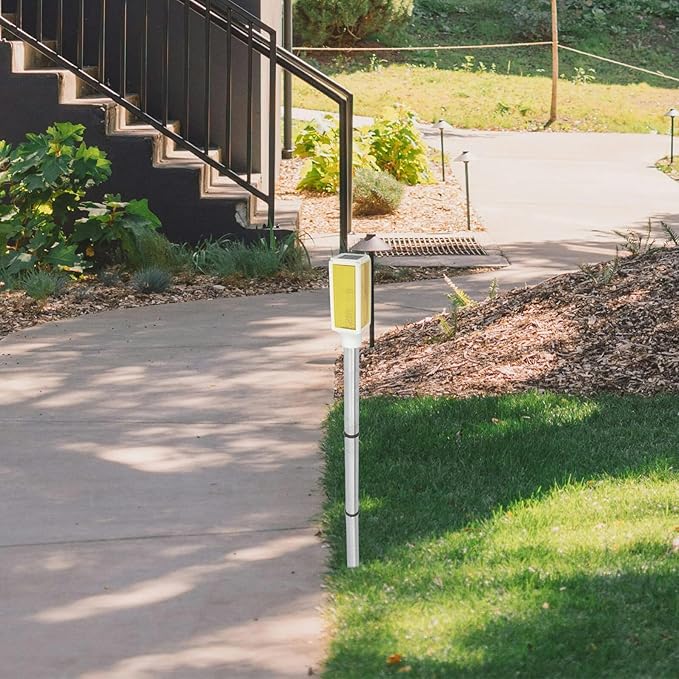 Toyvian Solar Yard Stake Lamp Outdoor Solar Pathway Light with Yellow LED Warning Light for Garden Lawn Driveway Patio Solar-Powered Weatherproof