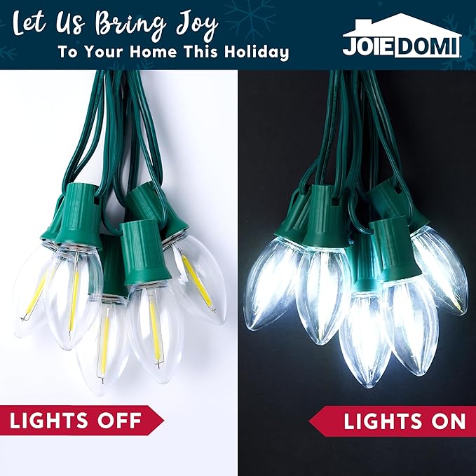 Joiedomi Christmas C9 Pathway Lights Outdoor Decorations 24 Packs, 30.75ft Xmas White Pathway Marker String Lights for Holiday Waterproof Outside Yard Garden, Party, Walkway Decor
