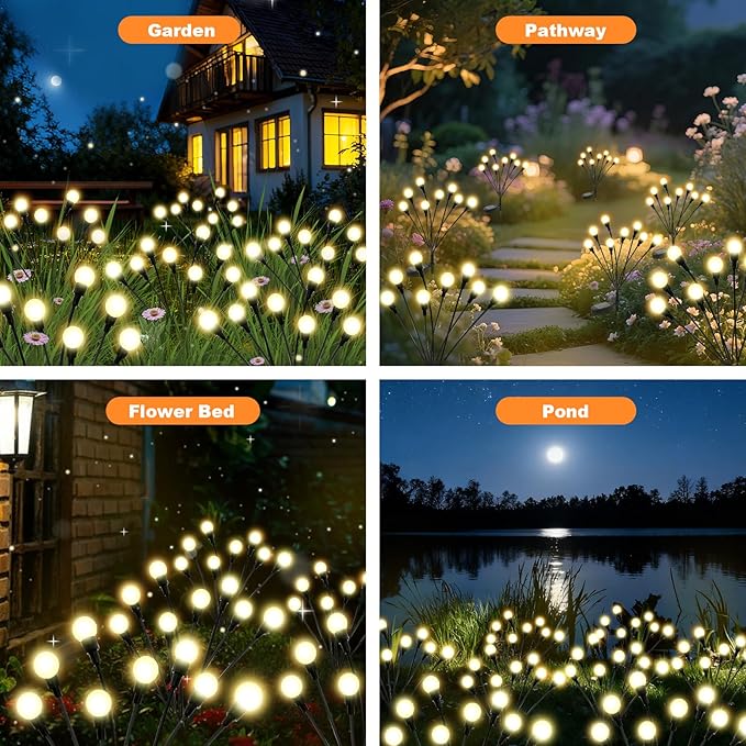 ALSO GO Solar Lights Outdoor, 2 Pack 16 LEDs Firefly Lights, Waterproof Solar Garden Lights, Solar Firefly Lights | Lumora