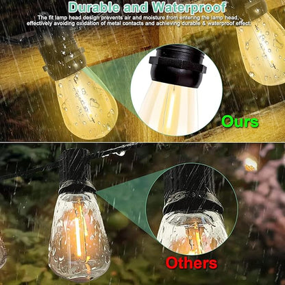 Outdoor String Lights Waterproof, 3000K Warm White 54ft Patio Lights String with 16 Led Shatterproof Bulbs,Outside Hanging Ambience Plug in String Light for Gazebo Garden Camping Porch Yard